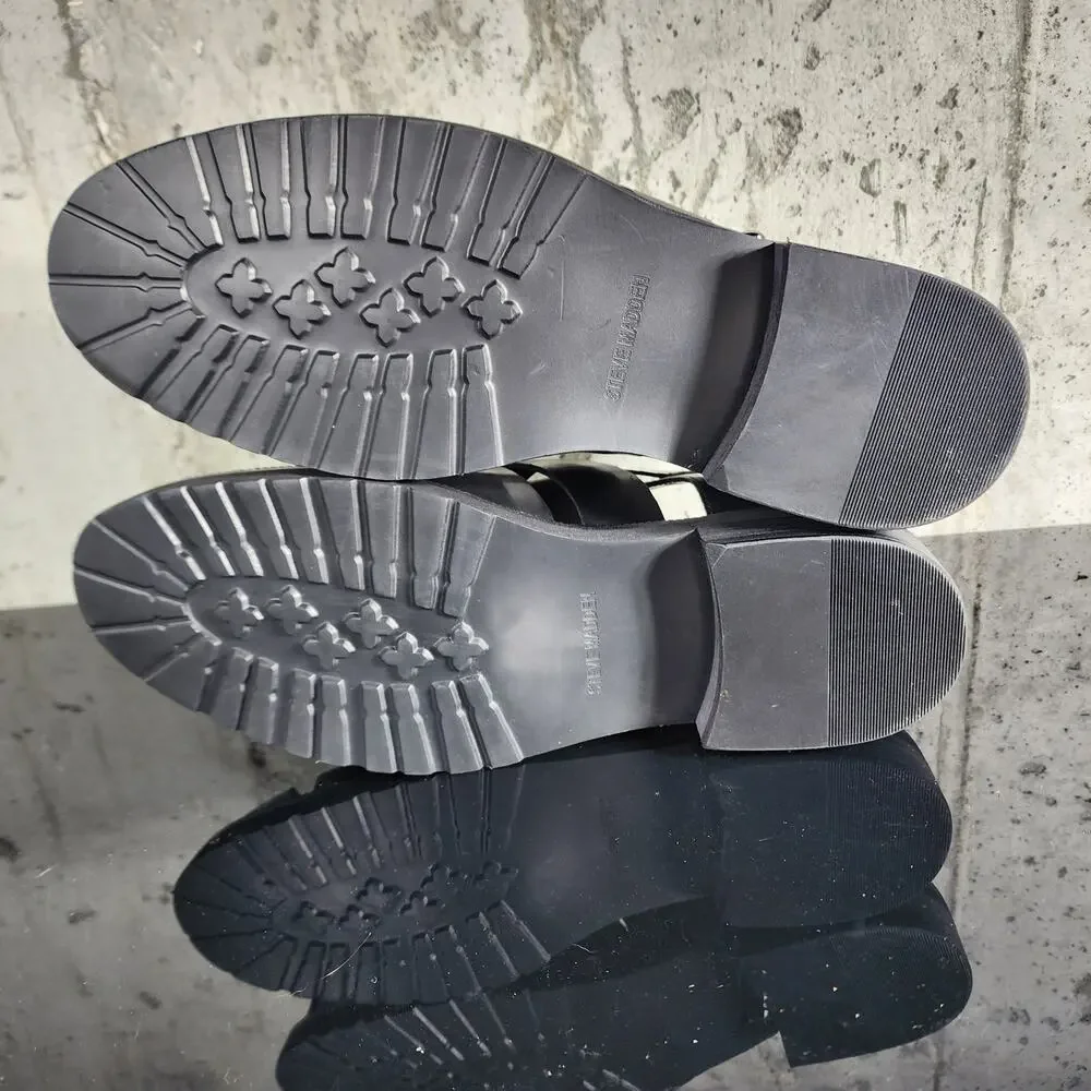 MSRP $140 Steve Madden Havana Fisherman Sandals Black Leather Shoes New